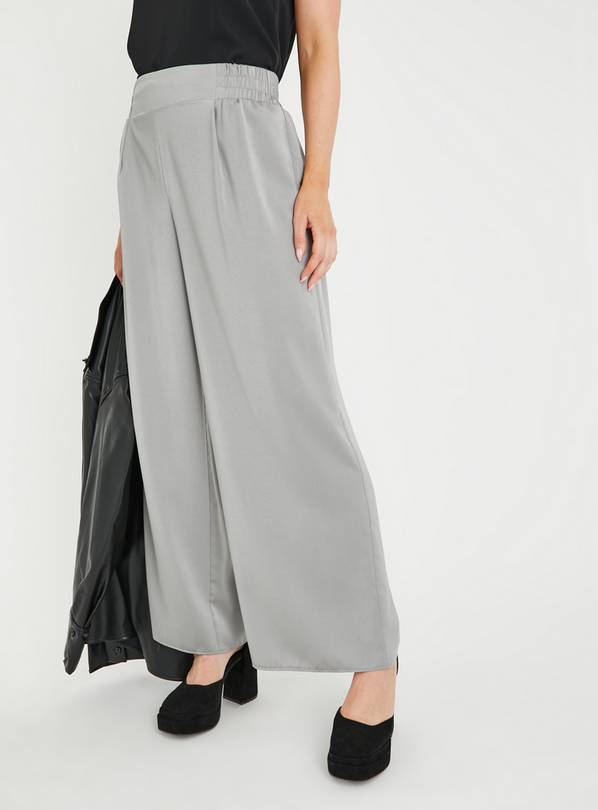 Buy Silver Satin Wide Leg Trousers 10S | Trousers | Tu