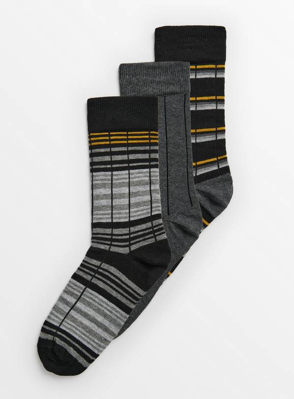 Mono Stripe Ribbed Stay Fresh Socks 3 Pack 9-12