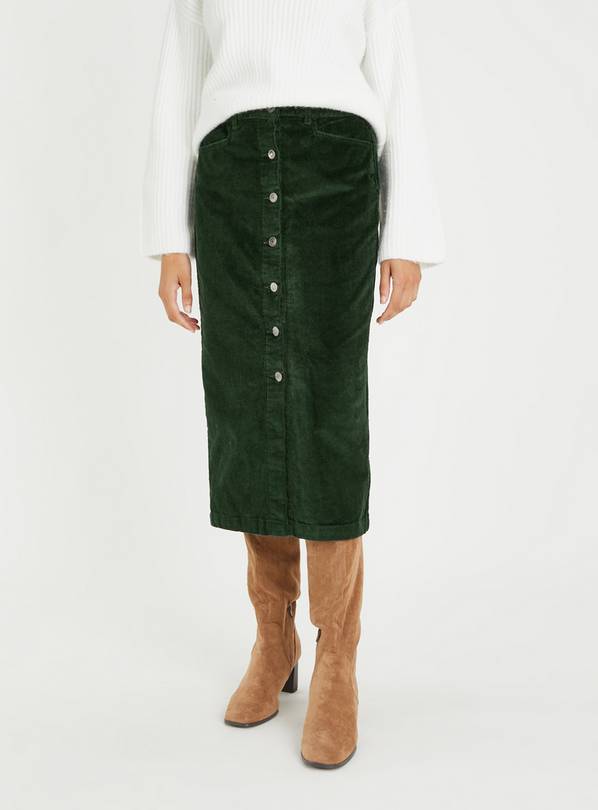 Buy Forest Green Corduroy Midi Skirt 16 | Skirts | Tu