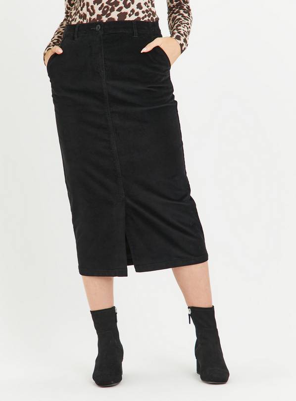 Black Cord Midi Skirt 10