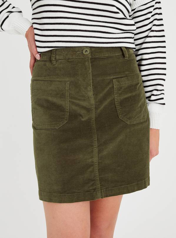 Khaki Uncut Corduroy Mini Skirt 12