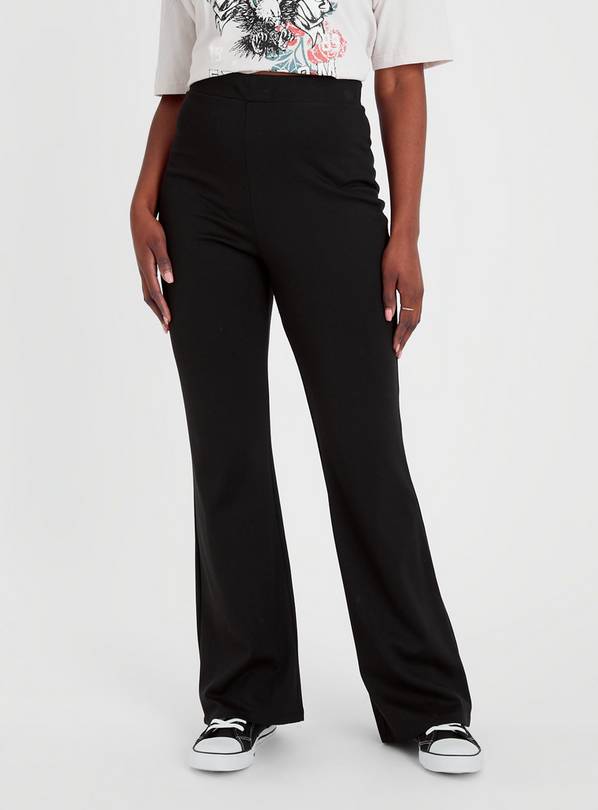 Women's Pull On High Rise Black Flared Pants - Workwear Black Flared Pants  – Moda Xpress