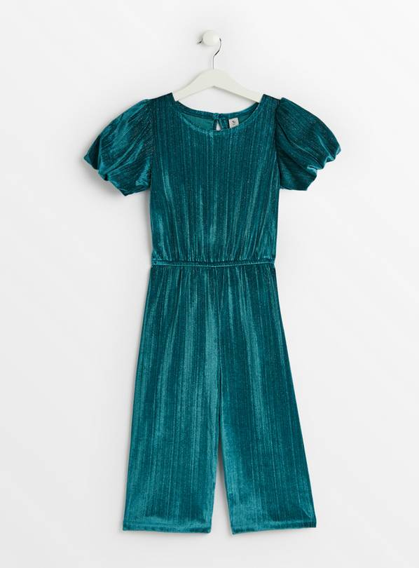 Green Velour Sparkle Jumpsuit 7 years