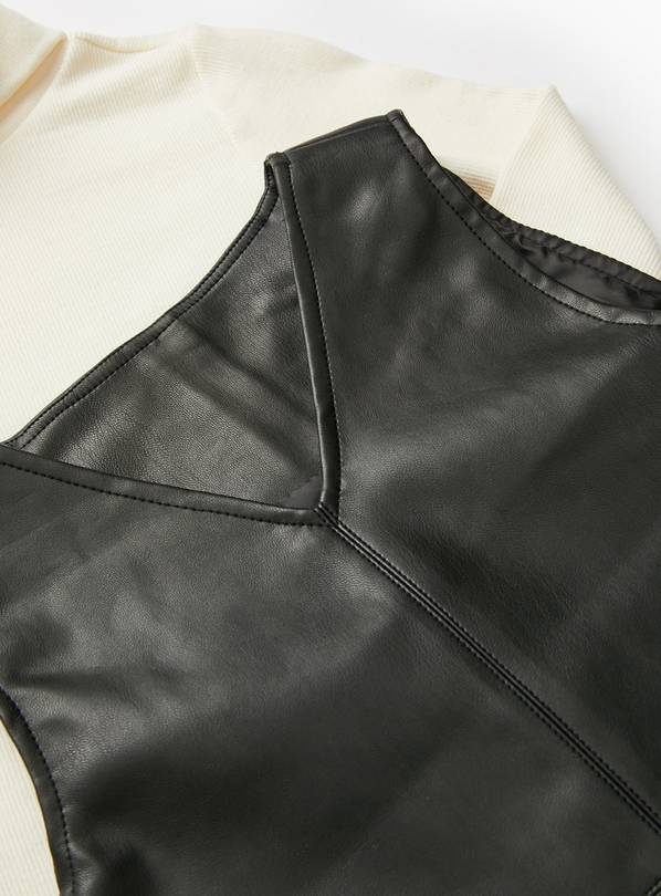 Faux leather outlet pinafore