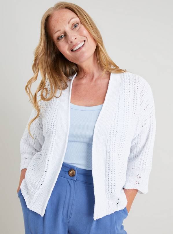 White Boucle Knit Cardigan - 24