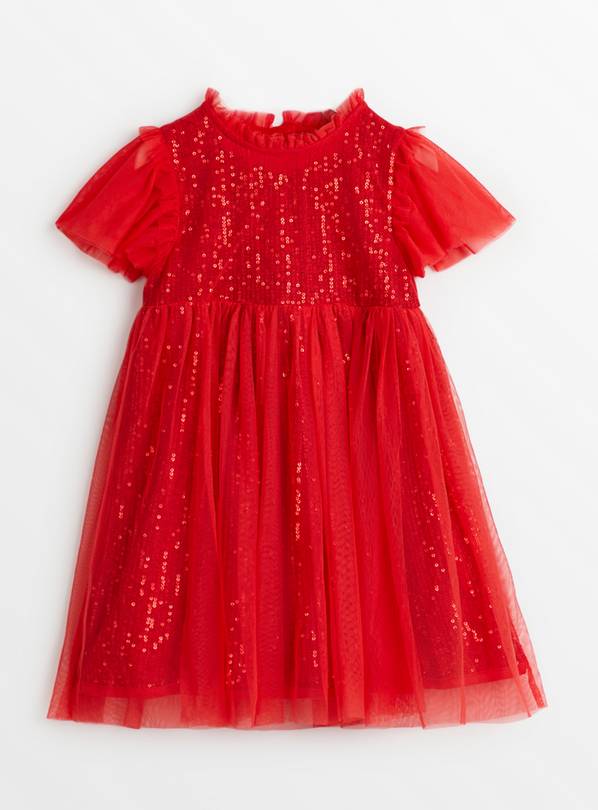 Red Mesh Sequin Party Dress 1.5-2 years