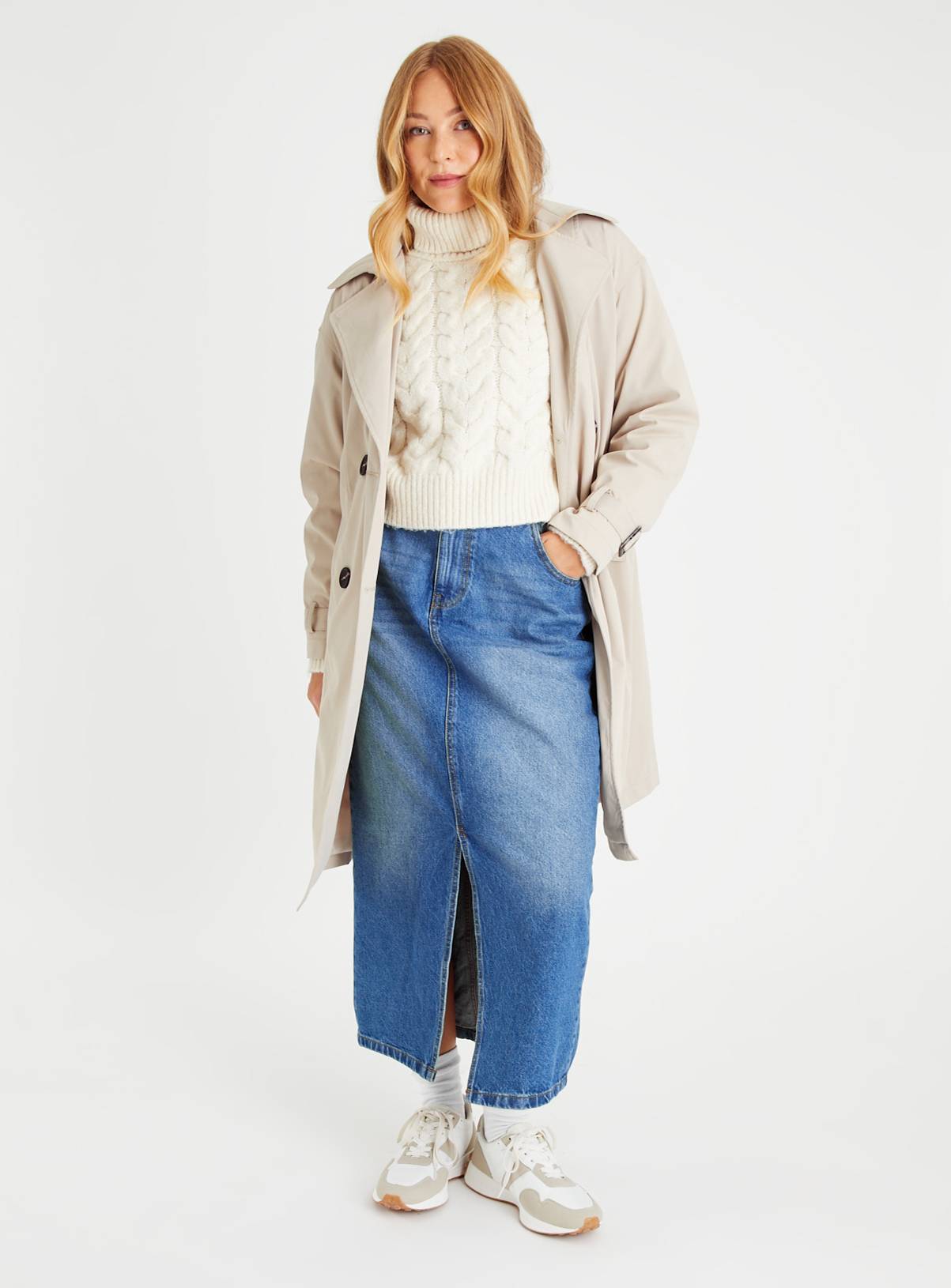 Cream Cropped Roll Neck Cable Knit Jumper 20 - Image 2