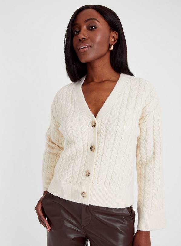 Cream Cable Knit Cardigan With Wool 18