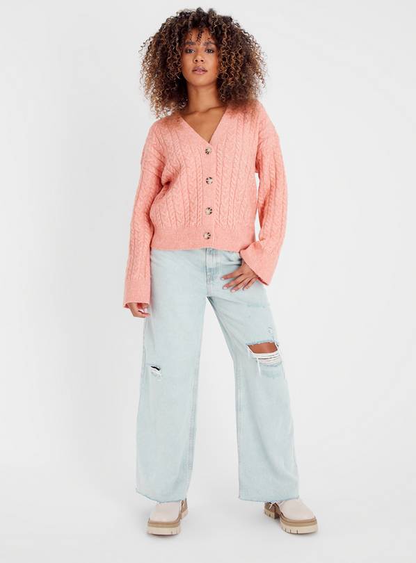 Buy Pink Cable Knit Cardigan With Wool 10 | Cardigans | Tu