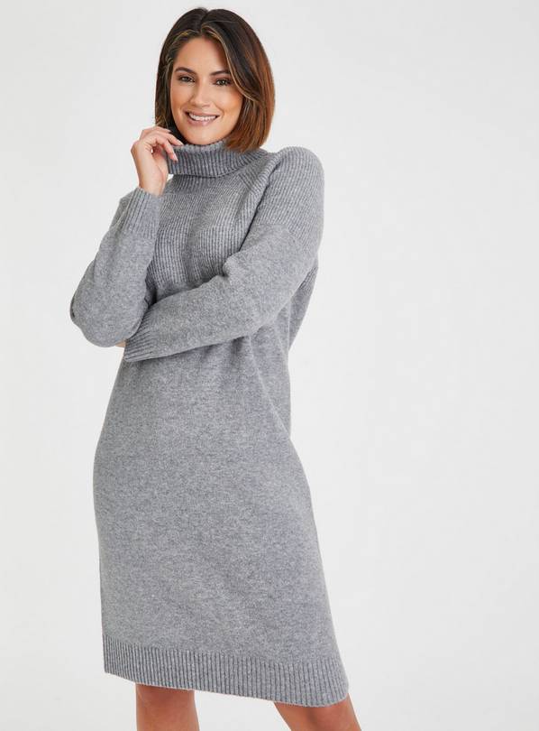 Grey roll outlet neck jumper dress