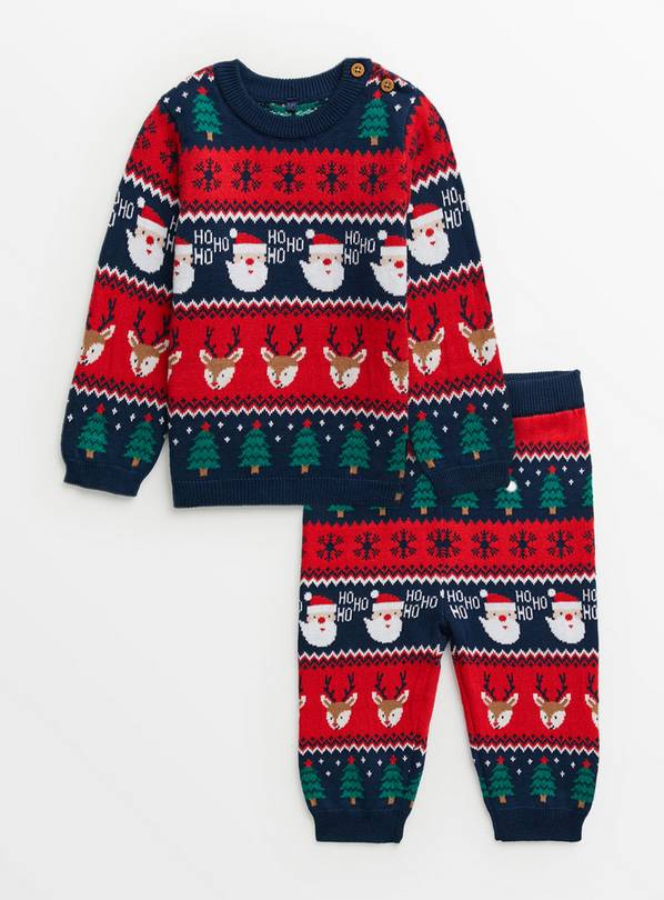 Christmas Santa Fairisle Knitted Set 3-6 months