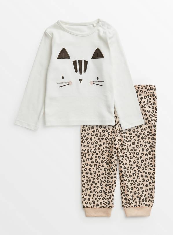 Cream & Leopard Pyjamas Up to 3 mths