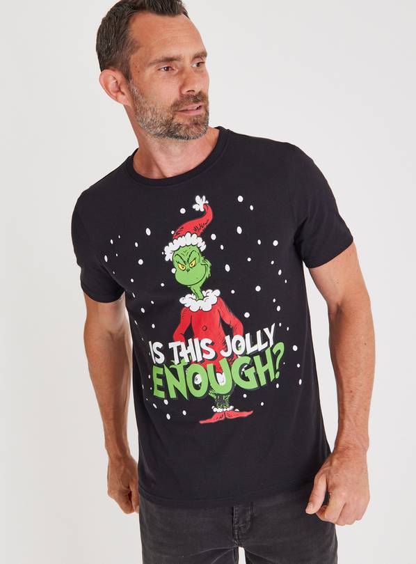 Buy Grinch Christmas Black TShirt L Tshirts and polos Argos