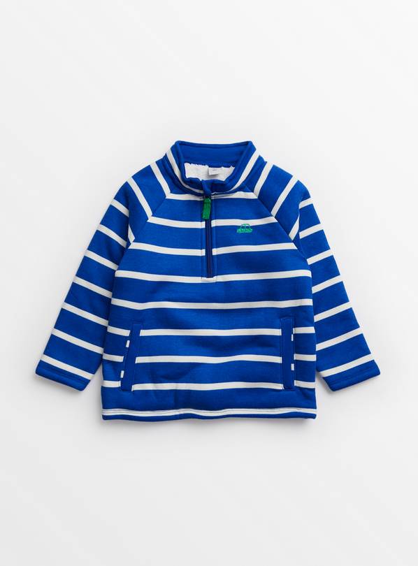 Buy Bright Blue Stripe Quarter Zip Fleece 1-1.5 years | Jumpers and ...