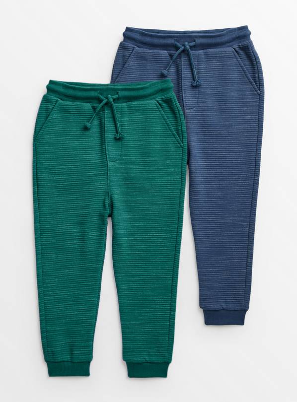 Teal & Blue Textured Joggers 2 Pack 1-1.5 years