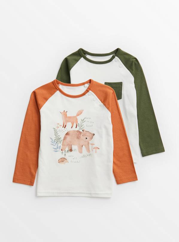 Woodland Animal Raglan Top 2 Pack 18-24 months