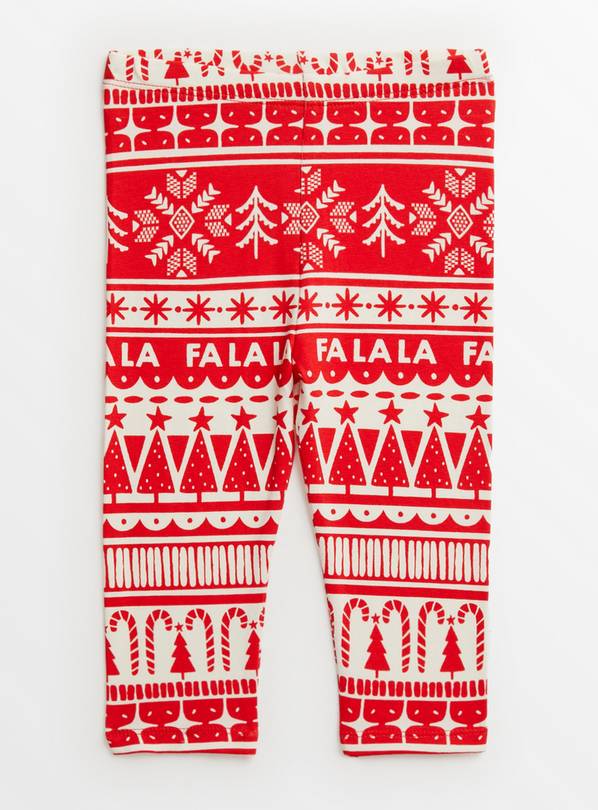 Red Christmas Fair Isle Leggings 9-12 months