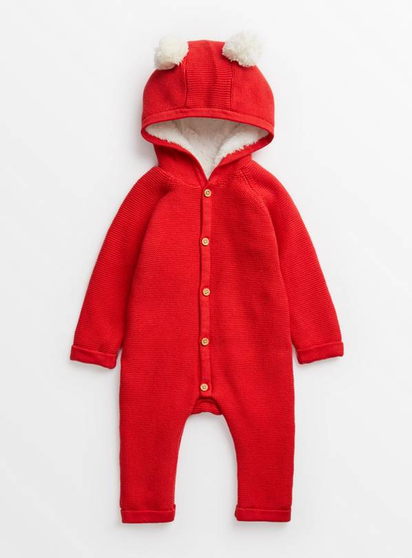 Red Knitted Romper Up to 1 mth