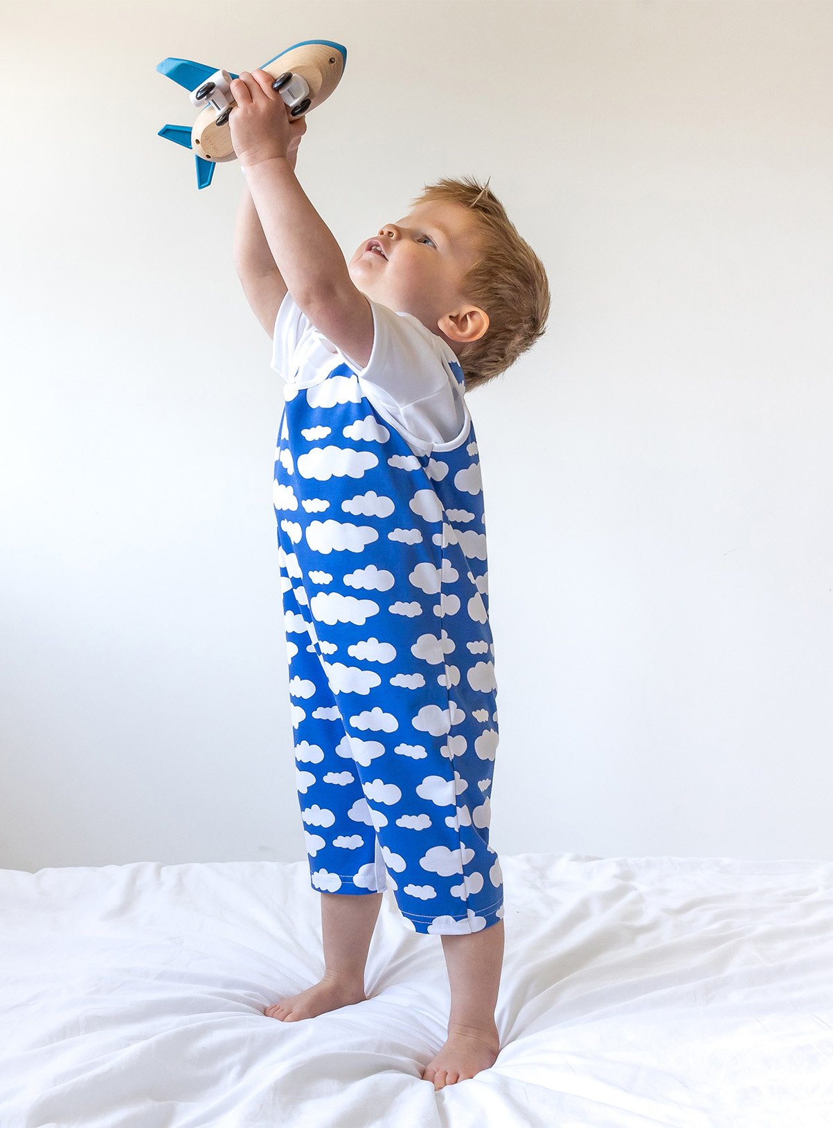 SKU FN Blue cloud shoulder popper romper:Blue:1-2 Years - Image 1 thumbnail