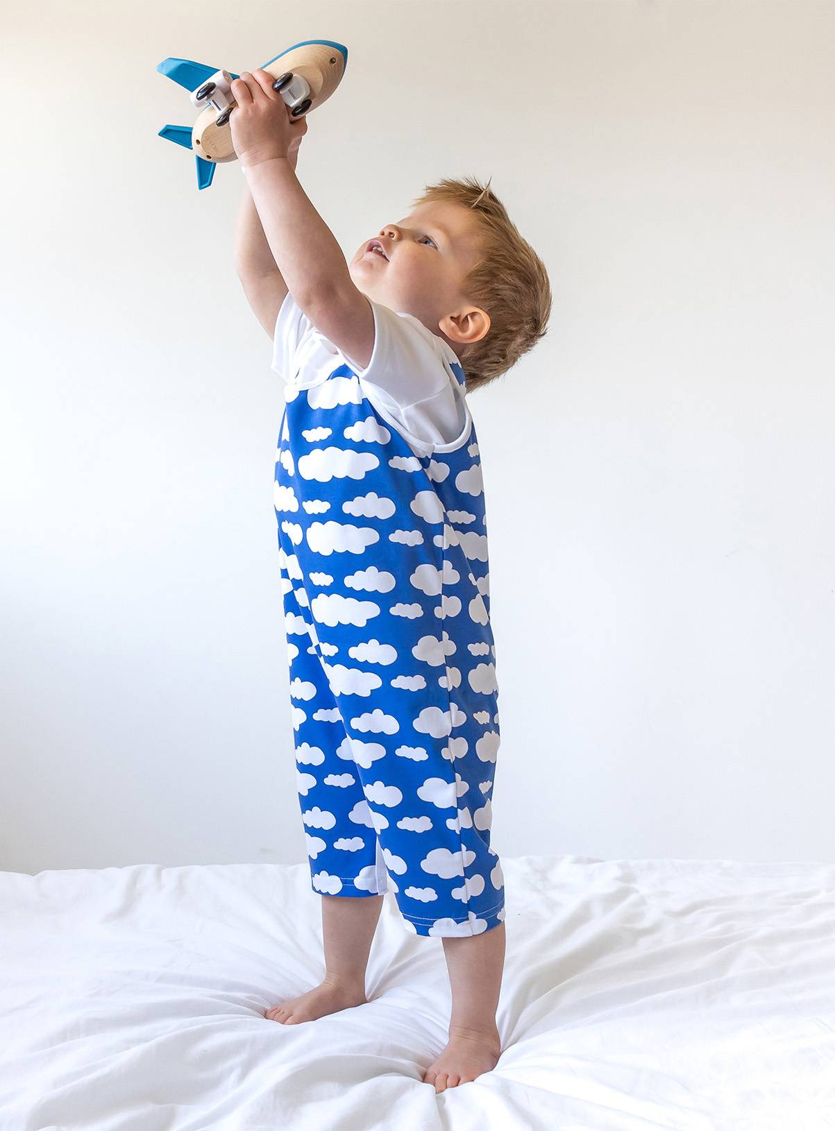 SKU FN Blue cloud shoulder popper romper:Blue:1-2 Years - Image 1