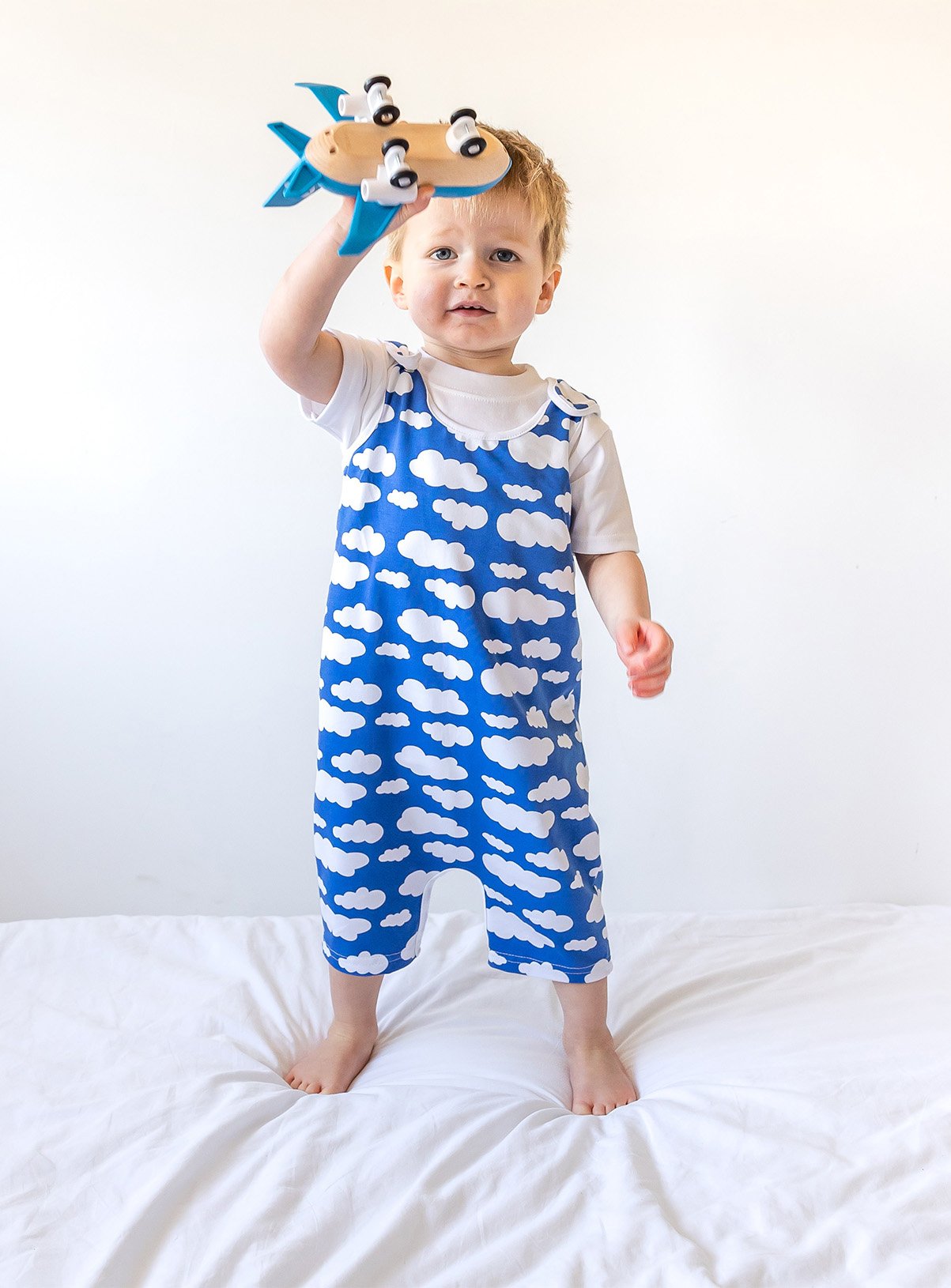 SKU FN Blue cloud shoulder popper romper:Blue:1-2 Years - Image 4 thumbnail