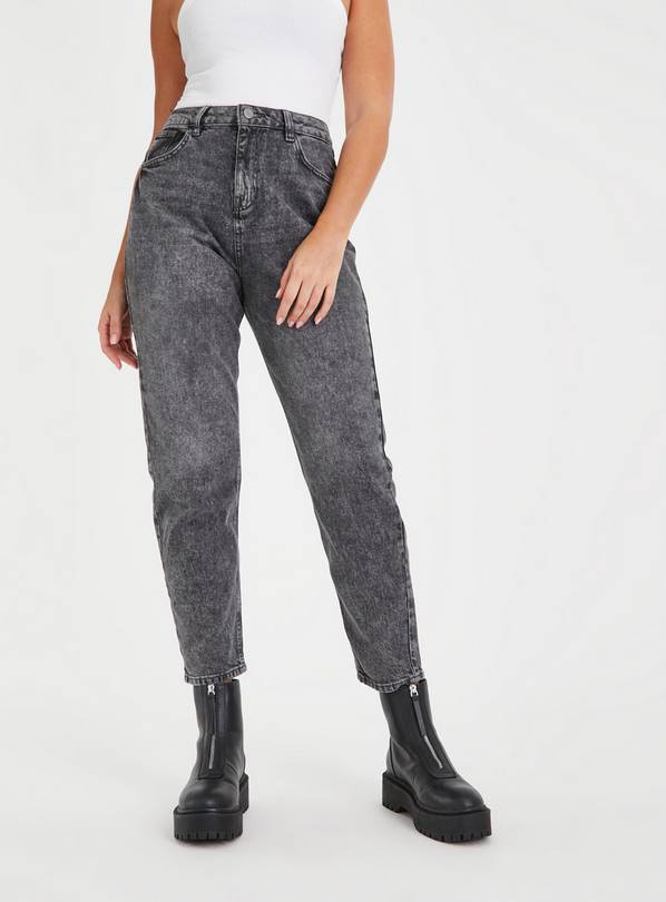 Grey wash mom store jeans