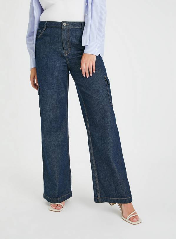 Buy Dark Denim Wide Leg Cargo Jeans 20L, Jeans