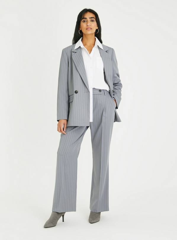 Grey pinstripe clearance blazer