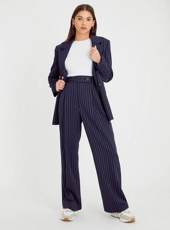 Wide leg pinstripe on sale trousers