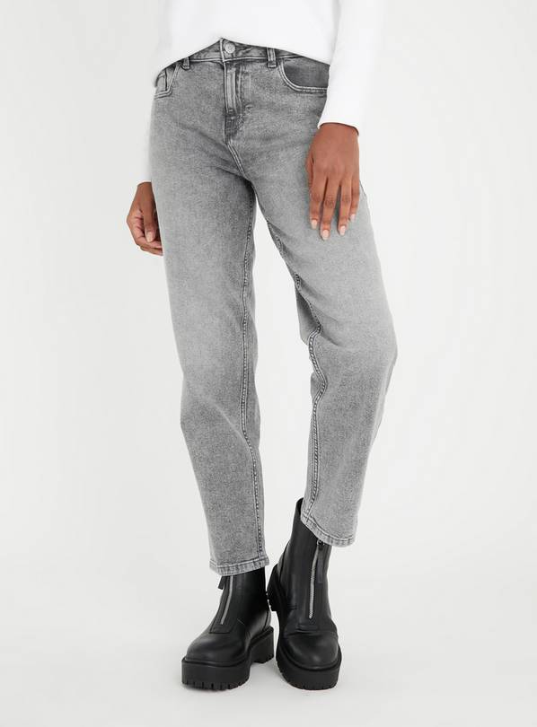 Grey wash hot sale mom jeans