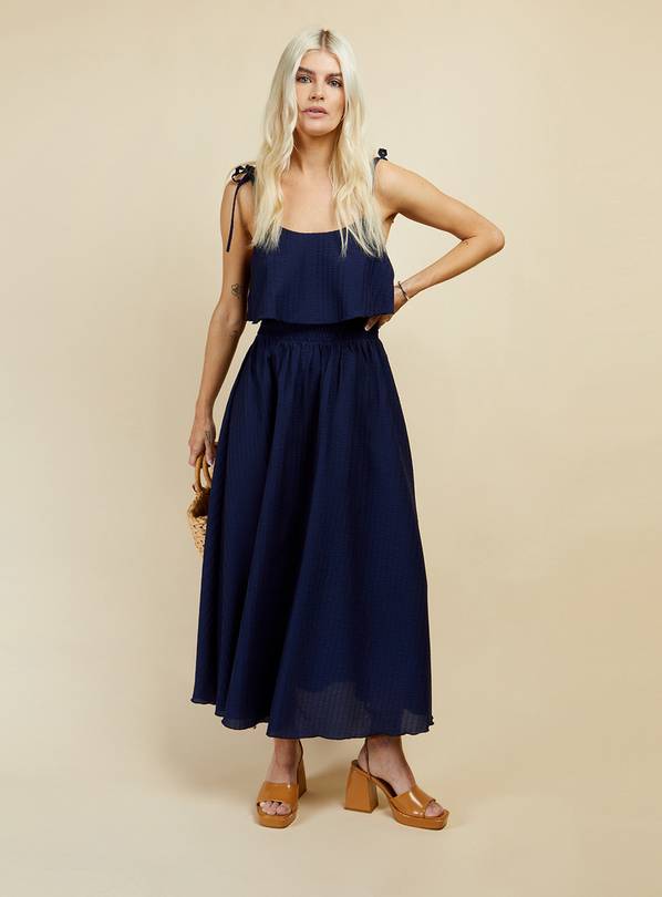 LITTLE MISTRESS Navy Overlay Midaxi Dress 10