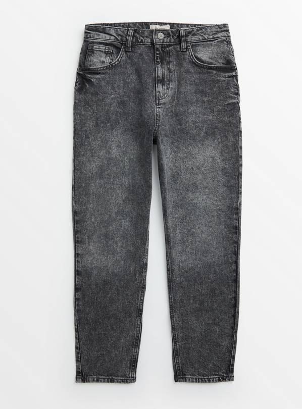 PETITE Charcoal Grey Wash Mom Jeans 16S