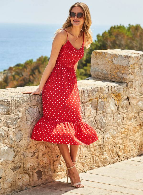 Fashion union tall open shop back midi dress in spot