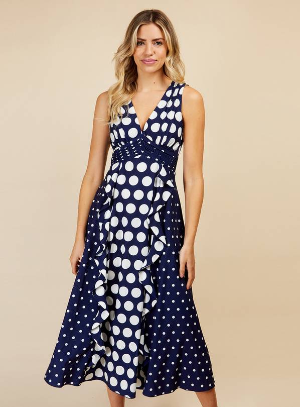 Buy LITTLE MISTRESS Navy Spot Midaxi 10 Dresses Tu