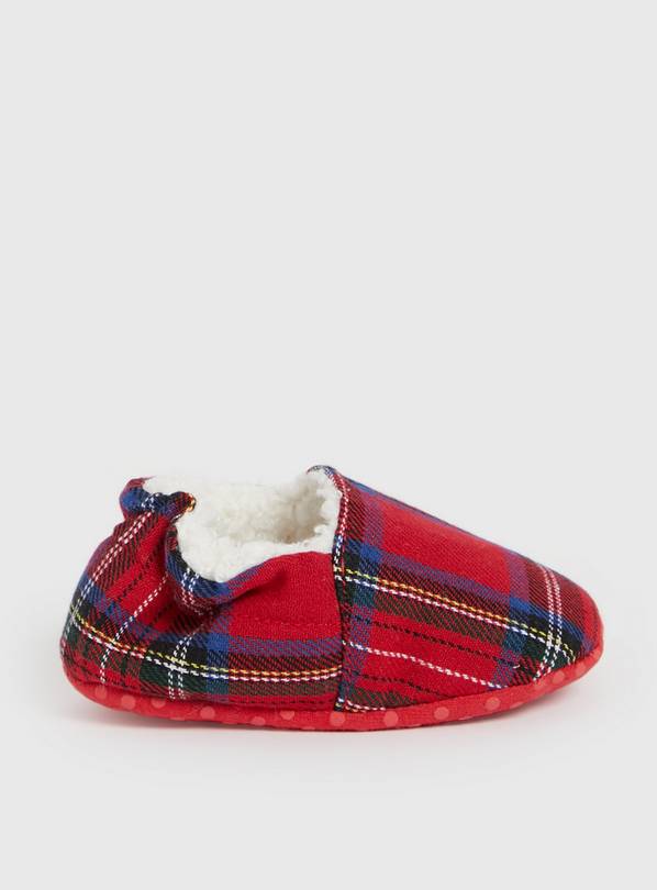 Red discount check slippers