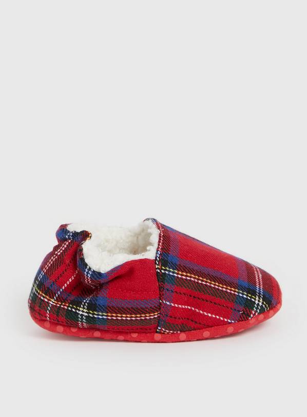 Christmas Kids' Family Dressing Red Check Slippers 3-6 months