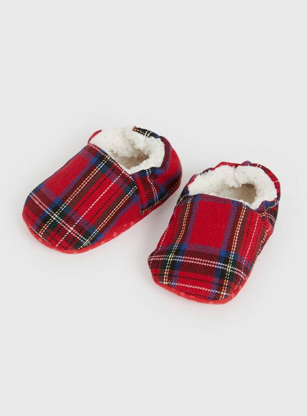 Boys red best sale plaid slippers