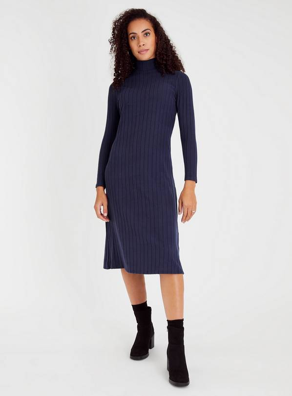 Navy Soft Touch Ribbed Jumper Dress 12