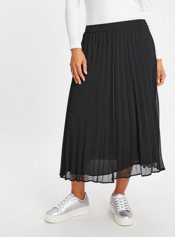 Buy Black Chiffon Pleated Skirt 8, Skirts