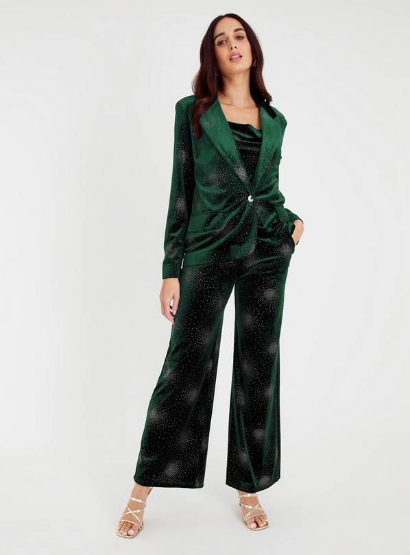 Plus size green velvet blazer sales
