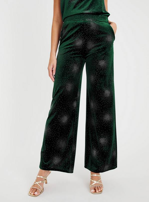 Green Embellished Velvet Coord Trousers 16