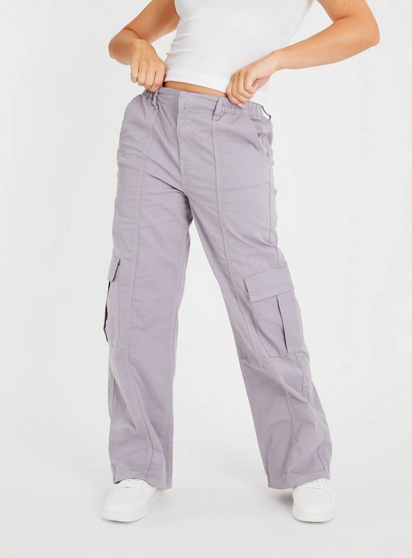 Buy Grey Straight Leg Cargo Trousers 20 | Trousers | Tu