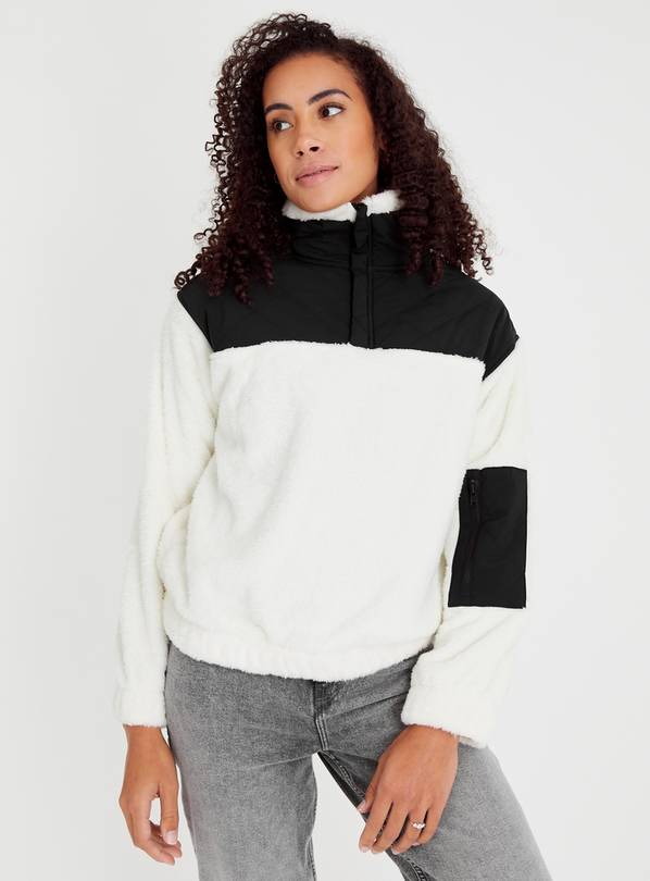 Buy Borg Fleece Funnel Neck Half Zip Top from Next