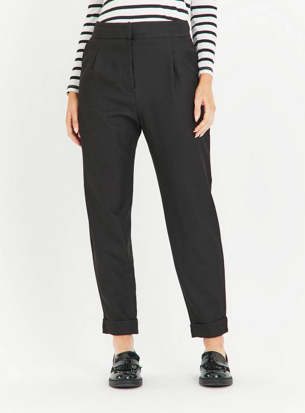 Black Tapered Pintuck Trousers 16