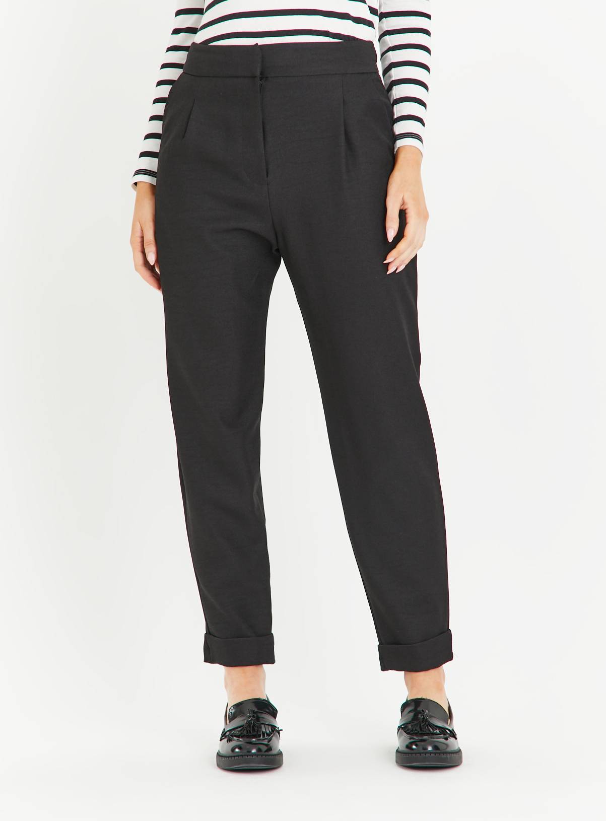 Black Tapered Pintuck Trousers 14 - Image 1