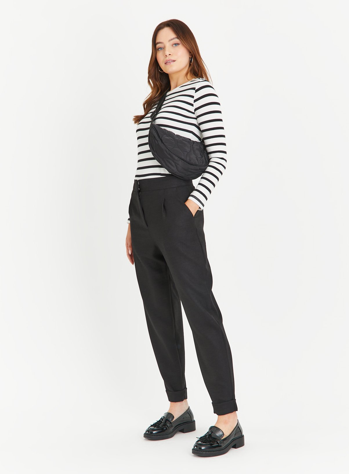 Black Tapered Pintuck Trousers 14 - Image 2 thumbnail