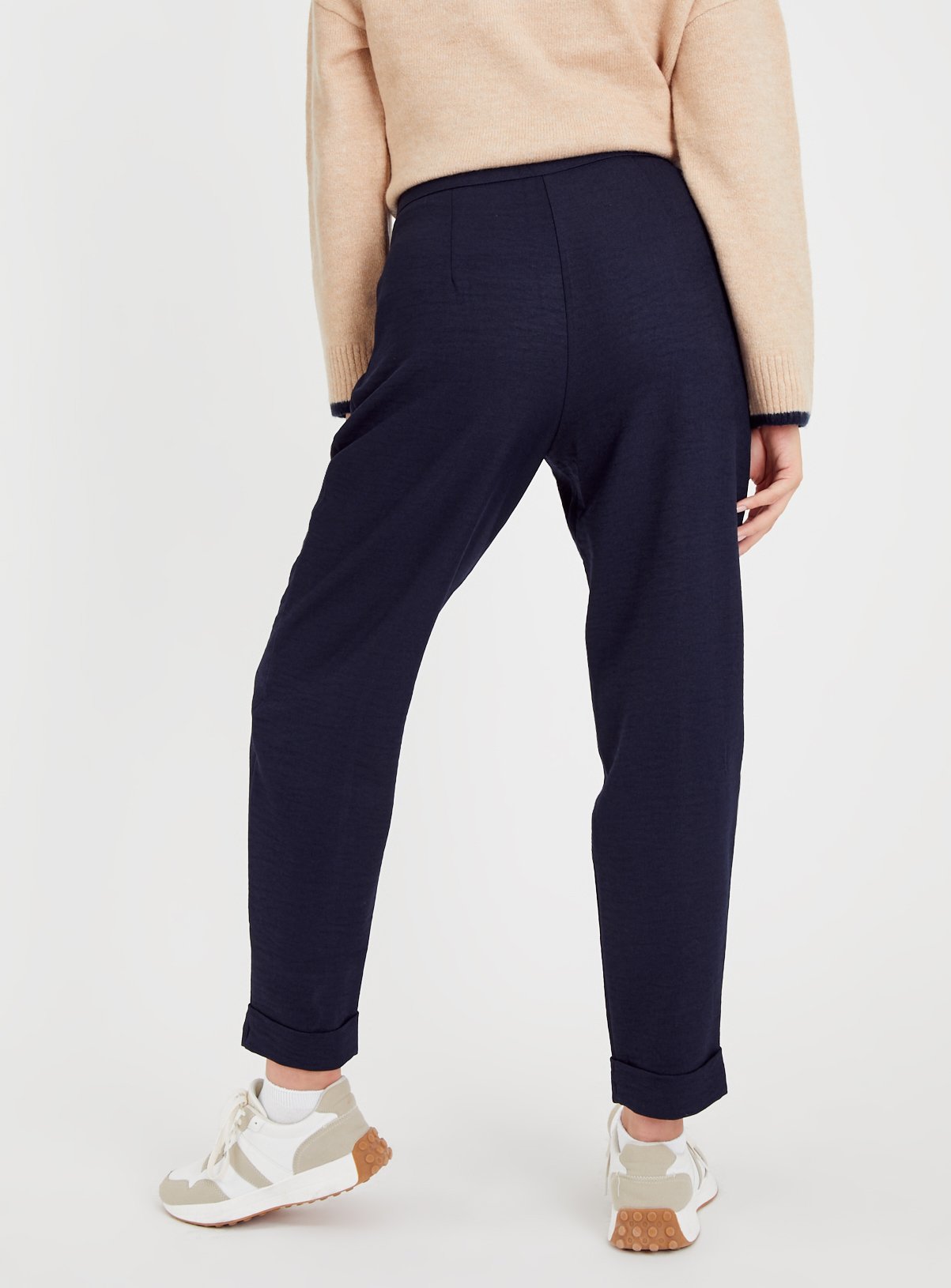 Navy Tapered Pintuck Trousers 22 - Image 6 thumbnail
