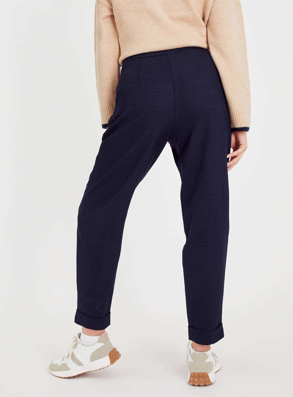 Navy Tapered Pintuck Trousers 22 - Image 6