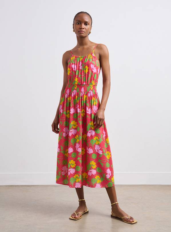 FINERY Tharushi Pink Flowers Midi Dress 20