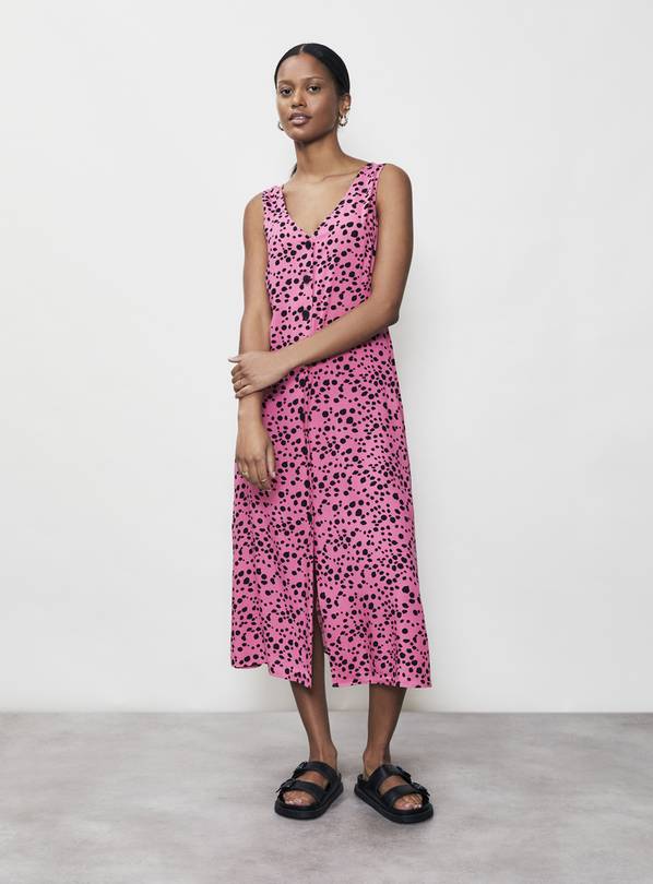 FINERY Basia Pink Animal Midi Dress 20